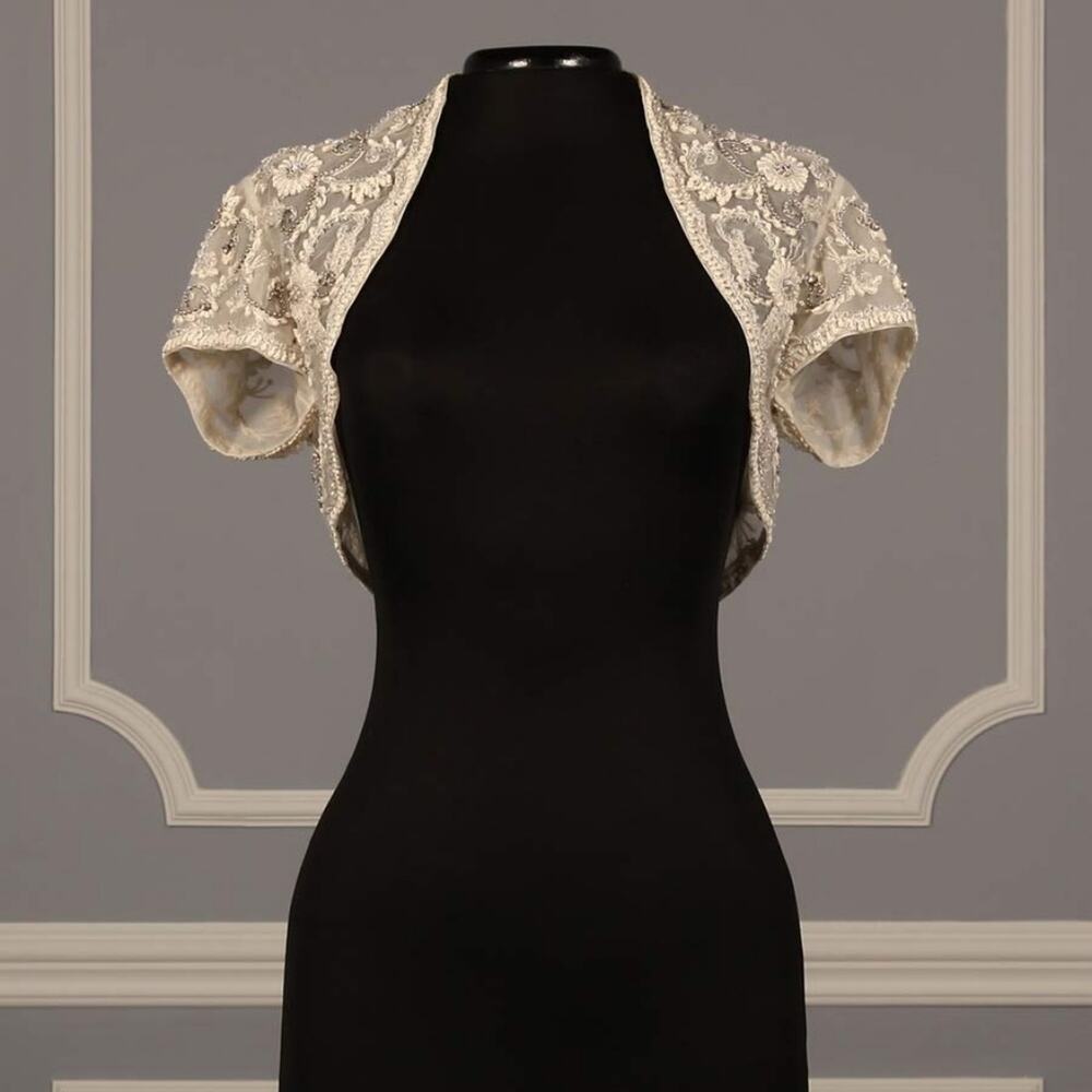 Blossom BL7015 Ivory Beaded Formal Bridal Bolero Shrug Jacket Wedding 4